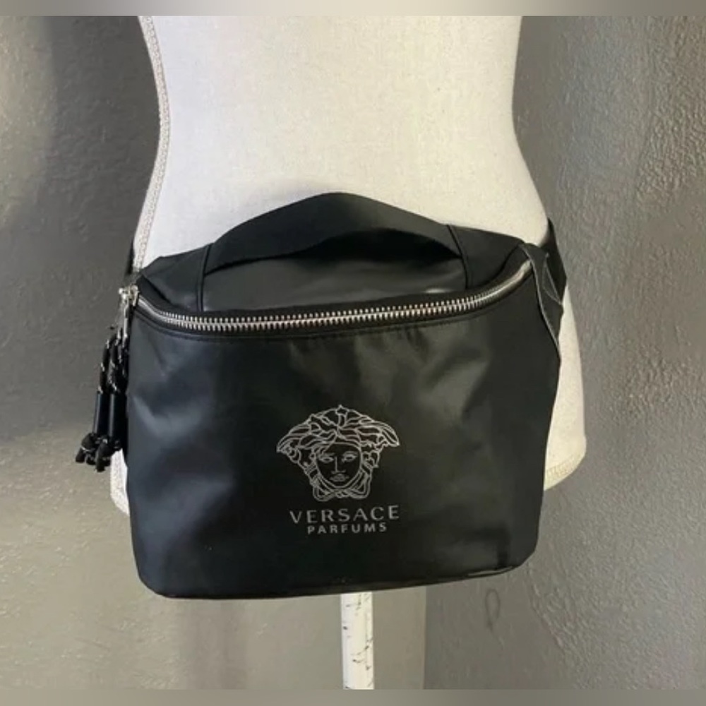 Versace Belt Bag Black Travel Pouch Fanny Pack Crossbody Medusa Designer Unisex